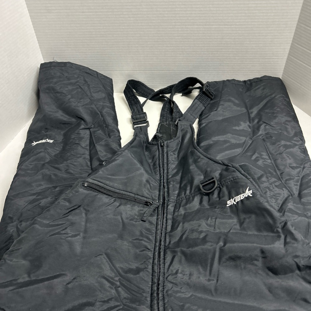 Skigear Bib Snow Pants Large Youth Black Overall 1/4 Zip Nylon